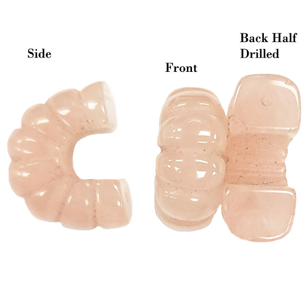 C SHAPE 16X20MM ROSE QUARTZ (2PCS)